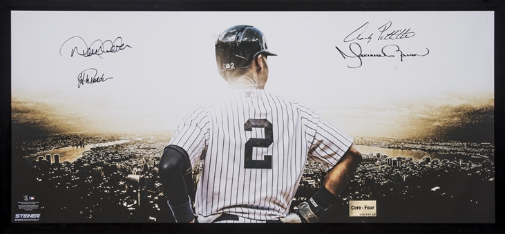 New York Yankees Core Four Multi Signed Canvas Print Of Jeter & New York City Skyline (LE 1/2) (Steiner)